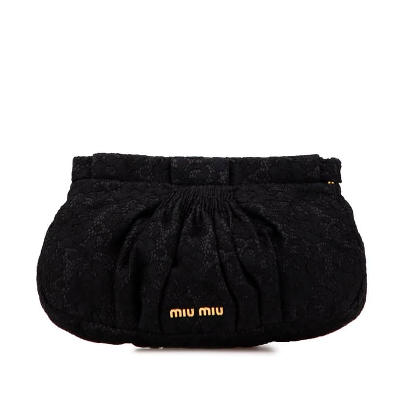 Miu Miu Lace Frame Clutch Black Good condition - Front View