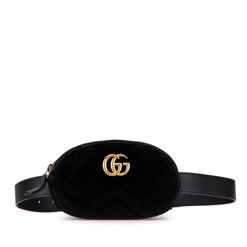 Gucci GG Marmont Matelasse Velvet Belt Bag Black Velvet Good condition - Front View