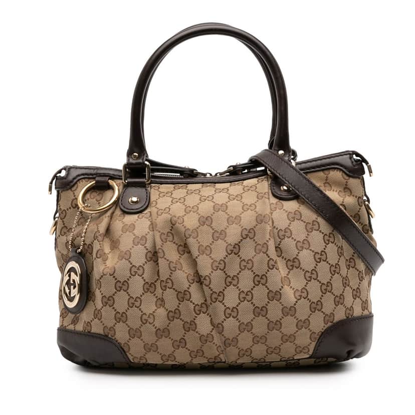Gucci GG Canvas Sukey Satchel Brown Canvas Good condition - Front View