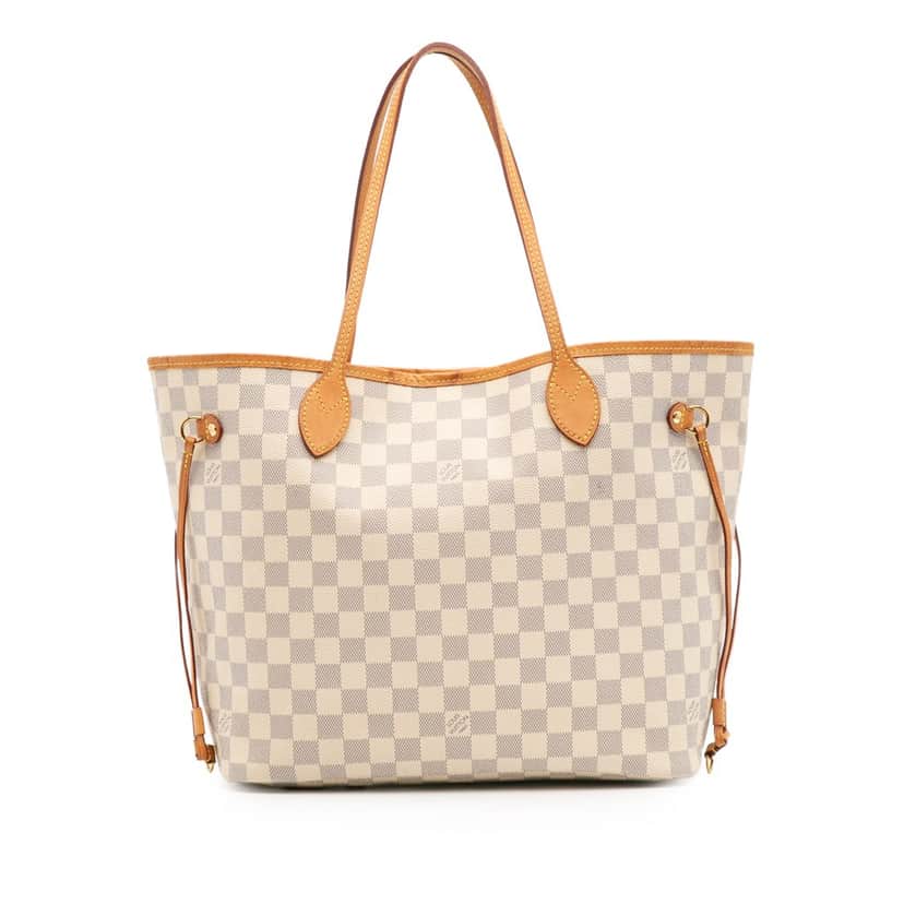Louis Vuitton Damier Azur Neverfull MM White Canvas Good condition - Front View