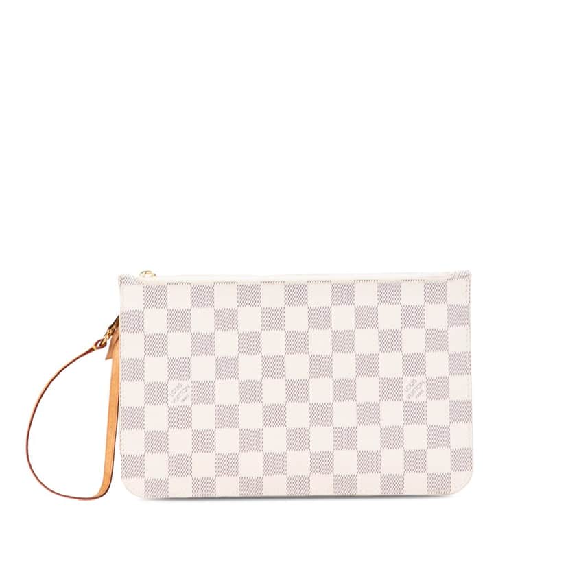 Louis Vuitton Damier Azur Neverfull Pouch MM White Canvas Good condition - Front View