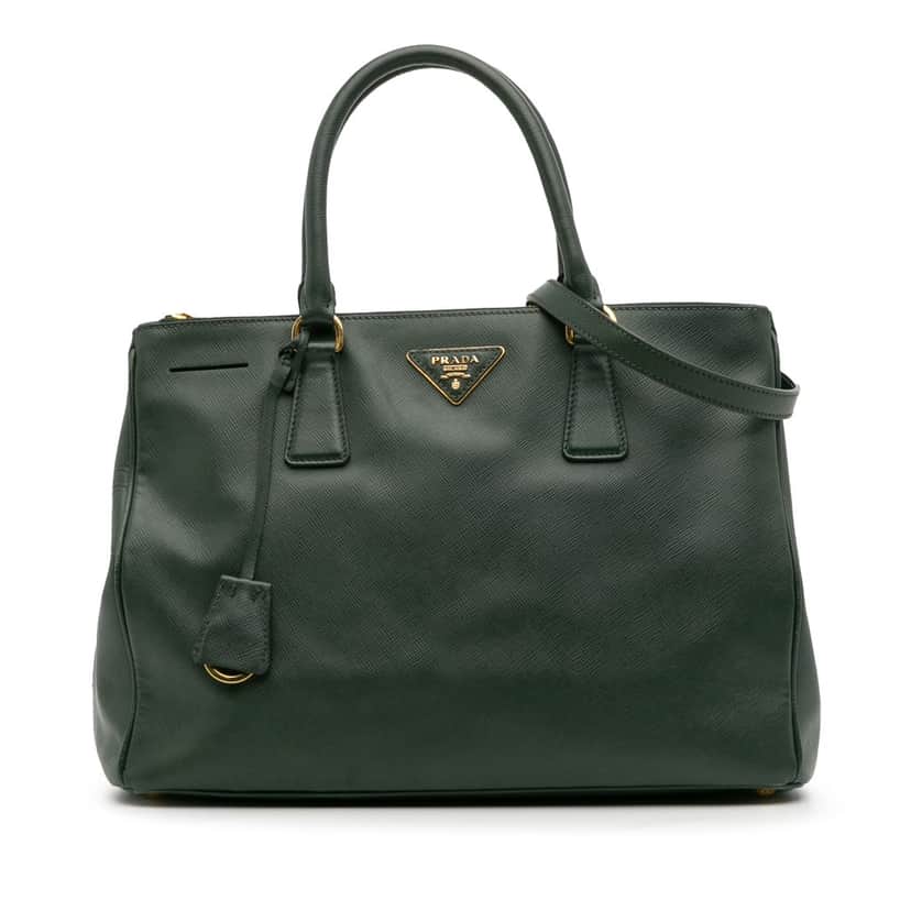 Prada Medium Saffiano Lux Galleria Double Zip Green Leather Good condition - Front View