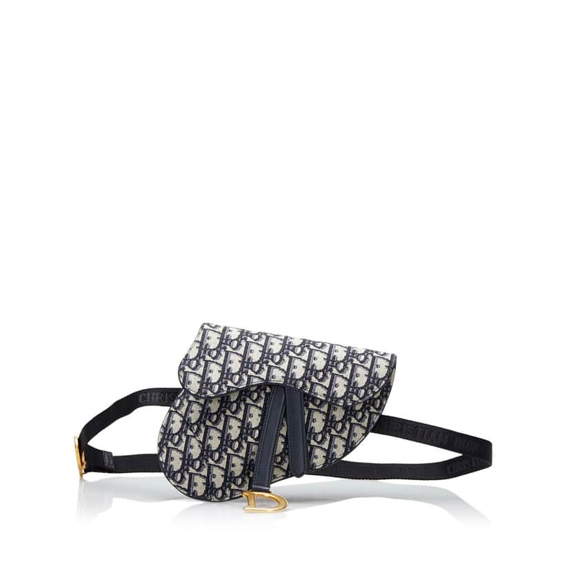 Dior Oblique Canvas Saddle Belt Bag Blue Canvas Good condition - Front View