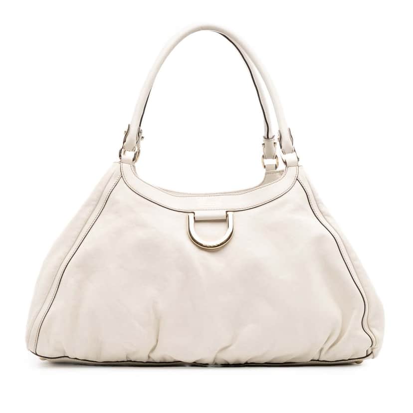 Gucci Leather Abbey D Ring Shoulder Bag White Leather Good condition - Front View