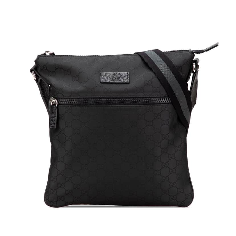 Gucci GG Nylon Web Crossbody Bag Black Good condition - Front View