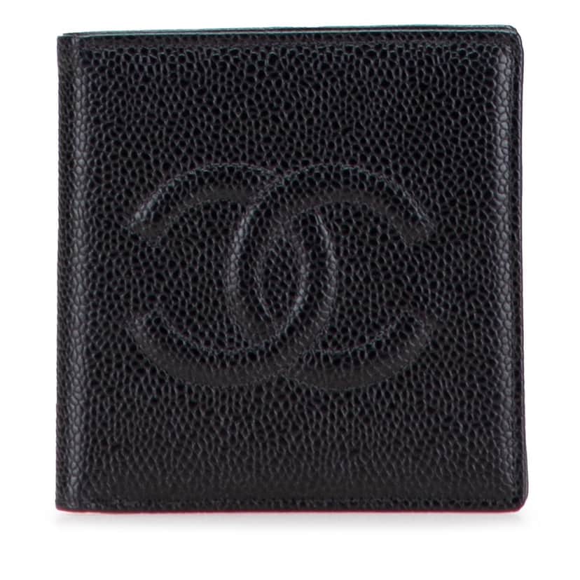 Chanel CC Caviar Bifold Wallet Black Leather Good condition - Front View