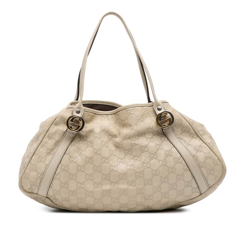 Gucci Guccissima Twins Shoulder Bag White Leather Good condition - Front View