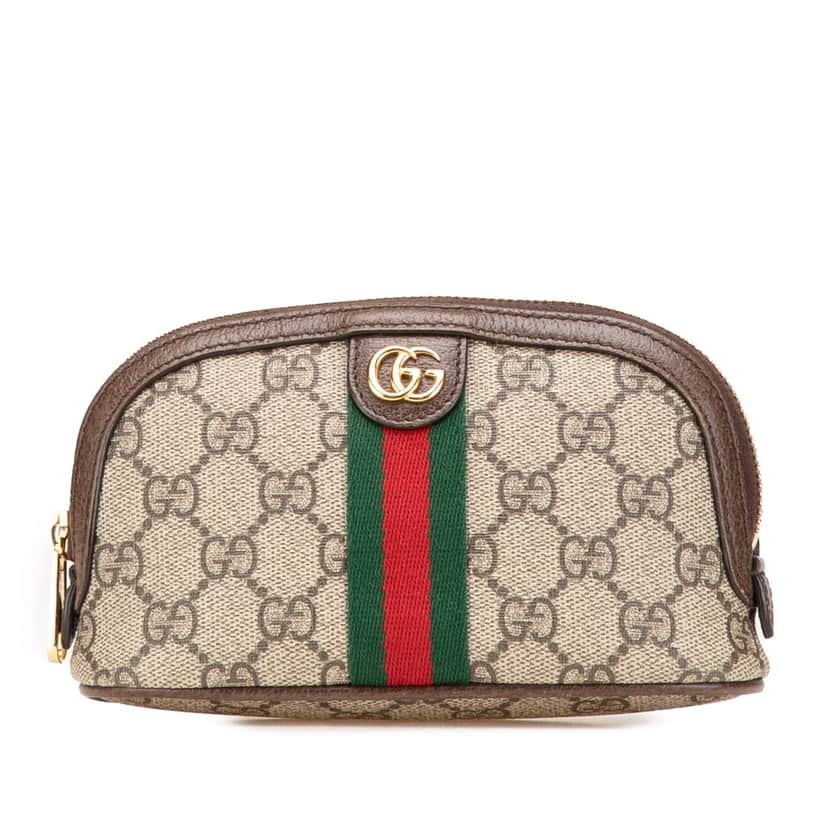 Gucci GG Supreme Web Ophidia Pouch Brown Canvas Good condition - Front View