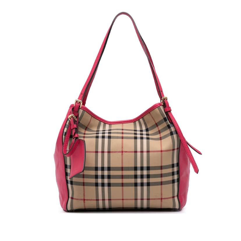 Burberry Small Haymarket Check Canvas and Leather Canterbury Tote Brown Canvas Good condition - Front View