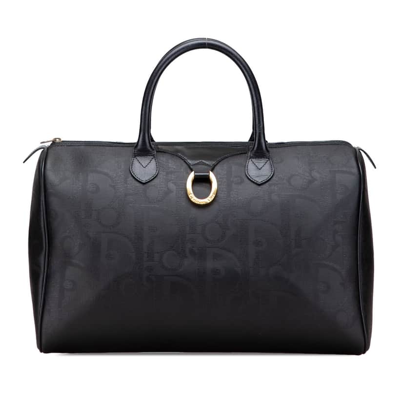 Dior Diorissimo Trotter Coated Canvas Boston Bag Black Canvas Good condition - Front View
