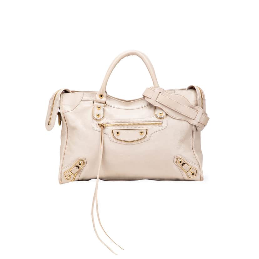 Balenciaga Chevre Motocross Classic Metallic Edge City Satchel Brown Leather Good condition - Front View