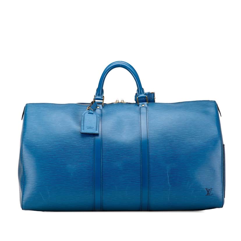 Louis Vuitton Epi Keepall 55 Blue Leather Good condition - Front View