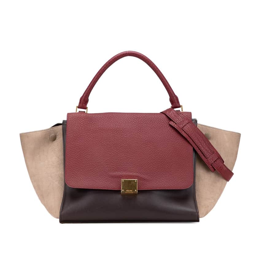 Celine Medium Tricolor Leather Trapeze Satchel Brown Leather Good condition - Front View