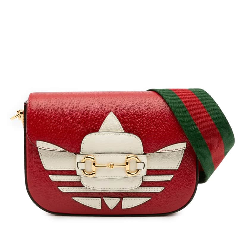 Gucci Adidas Mini Leather Web Horsebit 1955 Crossbody Red Leather Very good condition - Front View