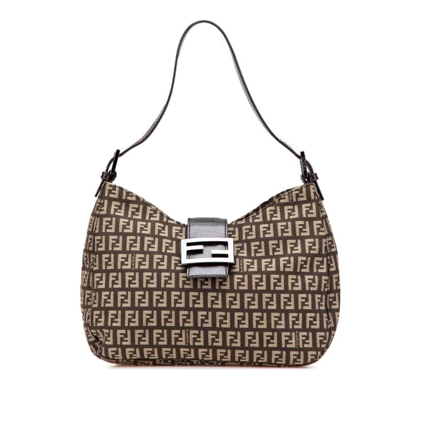 Fendi Zucchino Canvas Shoulder Bag Brown Canvas Good condition - Front View