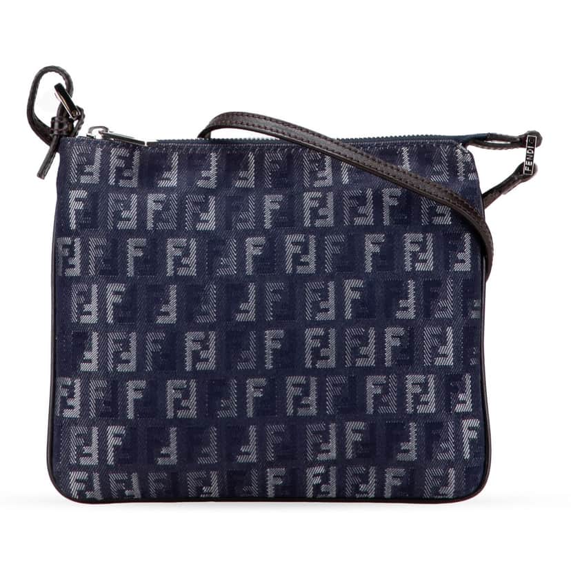 Fendi Zucchino Denim Crossbody Blue Denim Good condition - Front View