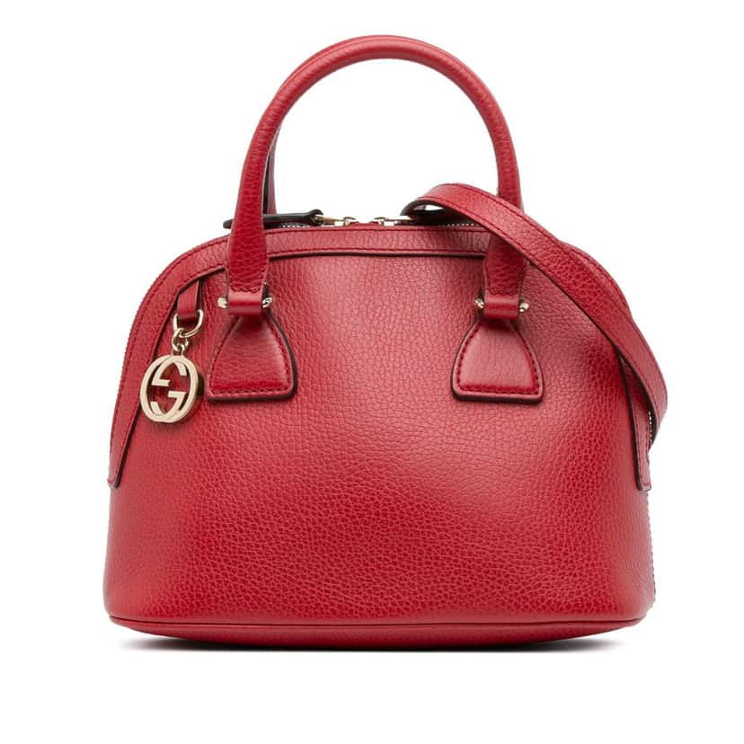 Gucci Mini Leather GG Charm Dome Satchel Red Leather Good condition - Front View