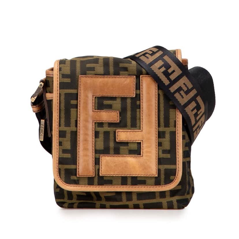 Fendi Mini FF Zucca Canvas Crossbody Brown Canvas Good condition - Front View