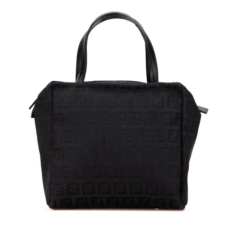 Fendi Mini Zucchino Canvas Handbag Black Canvas Good condition - Front View