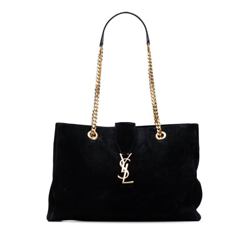 Saint Laurent Suede Monogram Cassandre Shopper Tote Black Leather Good condition - Front View