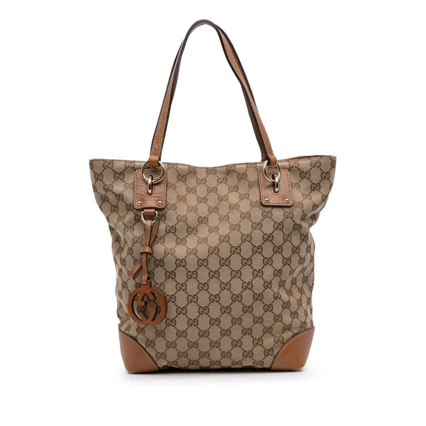 Gucci Medium GG Canvas GG Charm Tote Brown Canvas Good condition - Front View