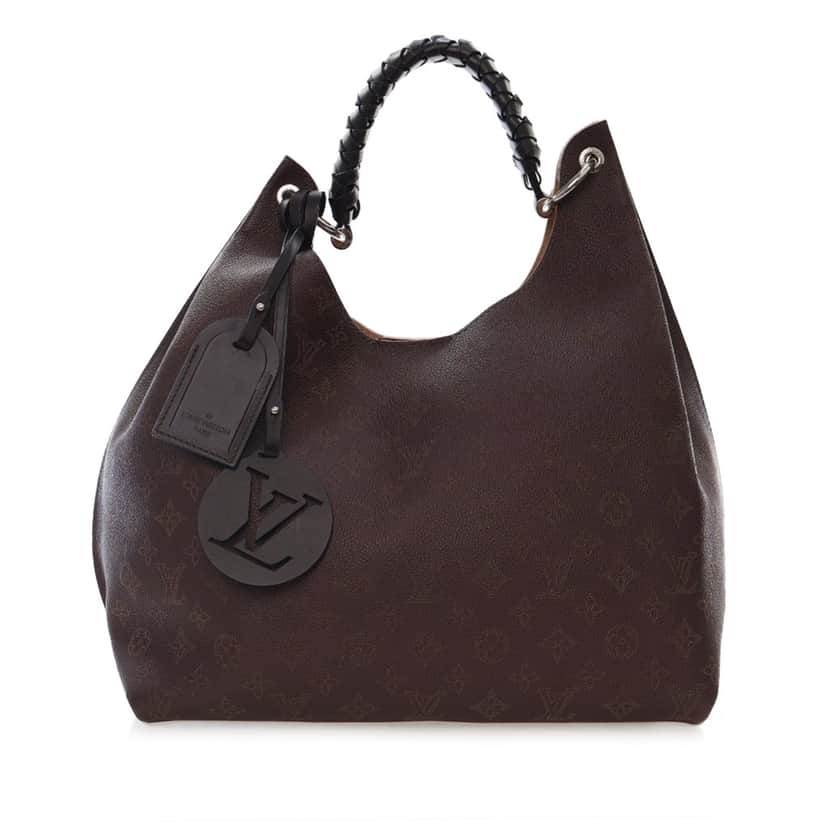 Louis Vuitton Monogram Mahina Carmel Hobo Brown Leather Good condition - Front View