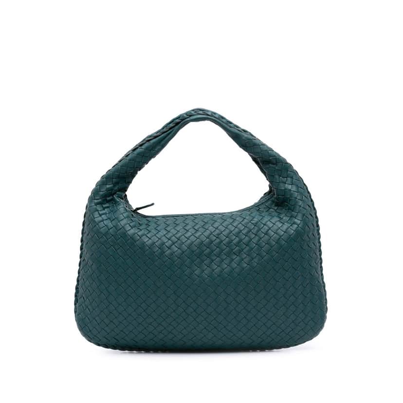 Bottega Veneta Small Nappa Intrecciato Veneta Hobo Blue Leather Good condition - Front View