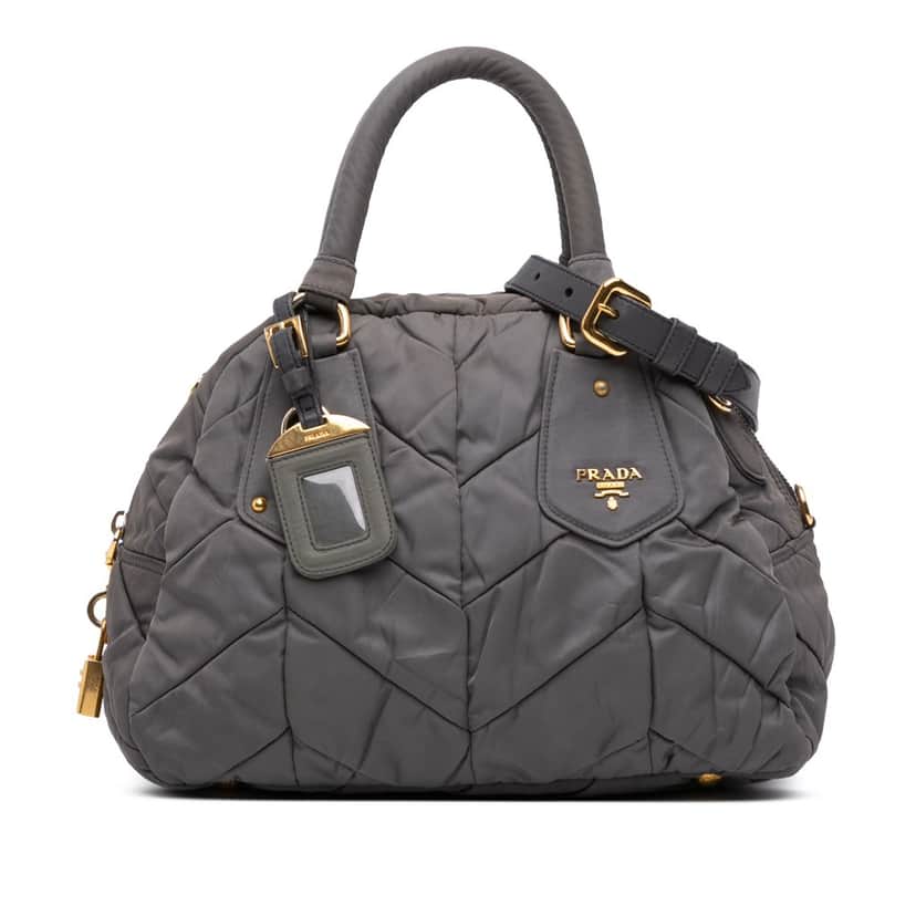 Prada Chevron Quilted Tessuto Dome Satchel Grey Good condition - Front View