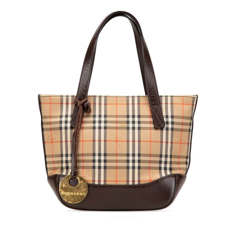 Burberry Haymarket Check Canvas Handbag Brown Canvas Good condition - Front View