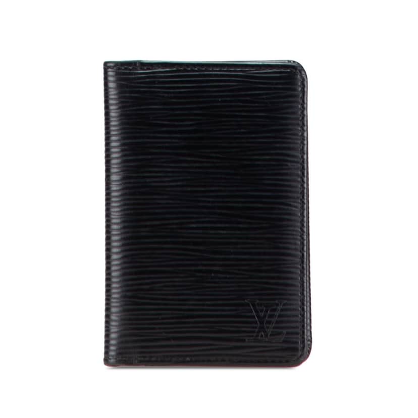 Louis Vuitton Epi Business Card Holder Black Leather Good condition - Front View