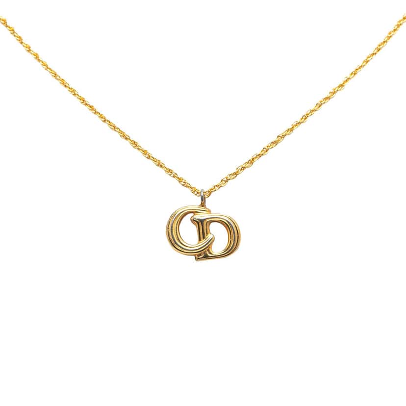 Dior Gold Plated CD Logo Pendant Necklace Gold Metal Good condition - Front View
