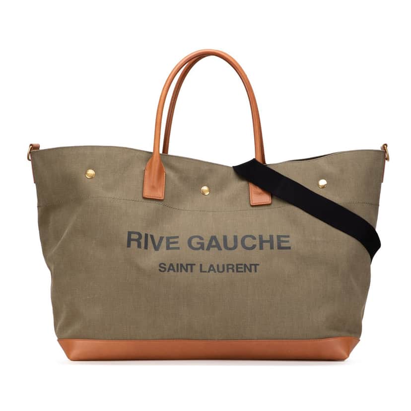 Saint Laurent Maxi Canvas Rive Gauche Shopper Tote Brown Canvas Good condition - Front View