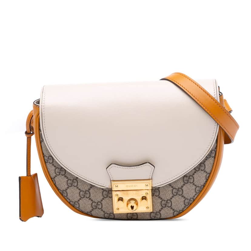 Gucci GG Supreme Saddle Padlock Crossbody Brown Canvas Good condition - Front View