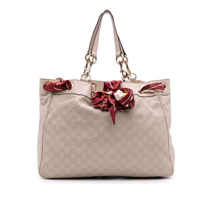 Gucci Large Guccissima Positano Scarf Tote Brown Leather Good condition - Front View