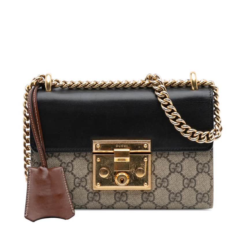 Gucci Small GG Supreme Padlock Crossbody Brown Canvas Good condition - Front View