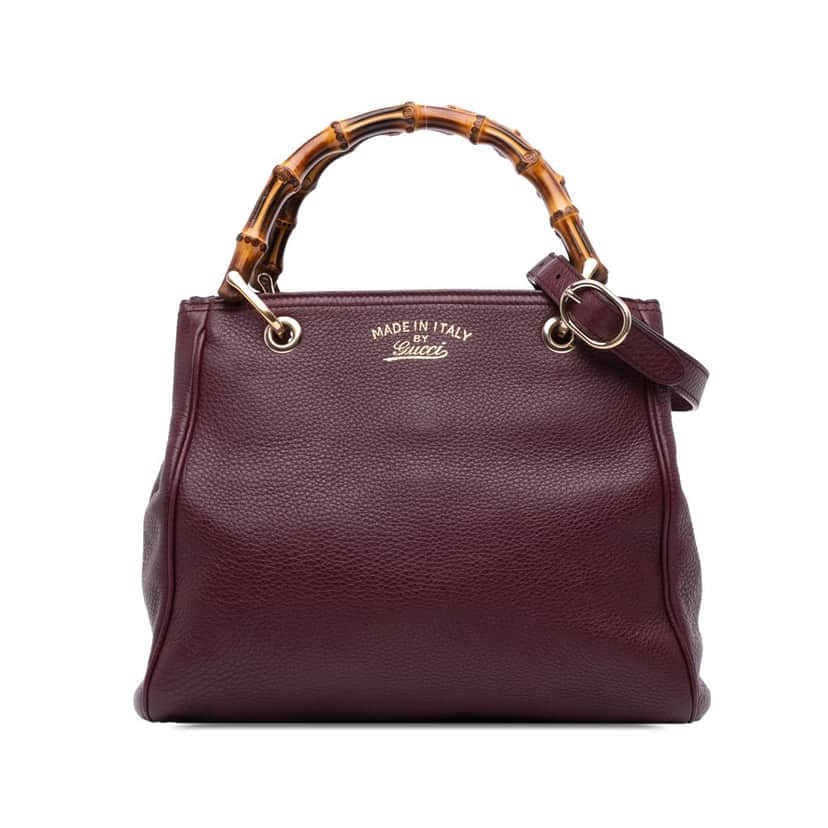 Gucci Small Calfskin Bamboo Shopper Satchel Purple Leather Good condition - Front View