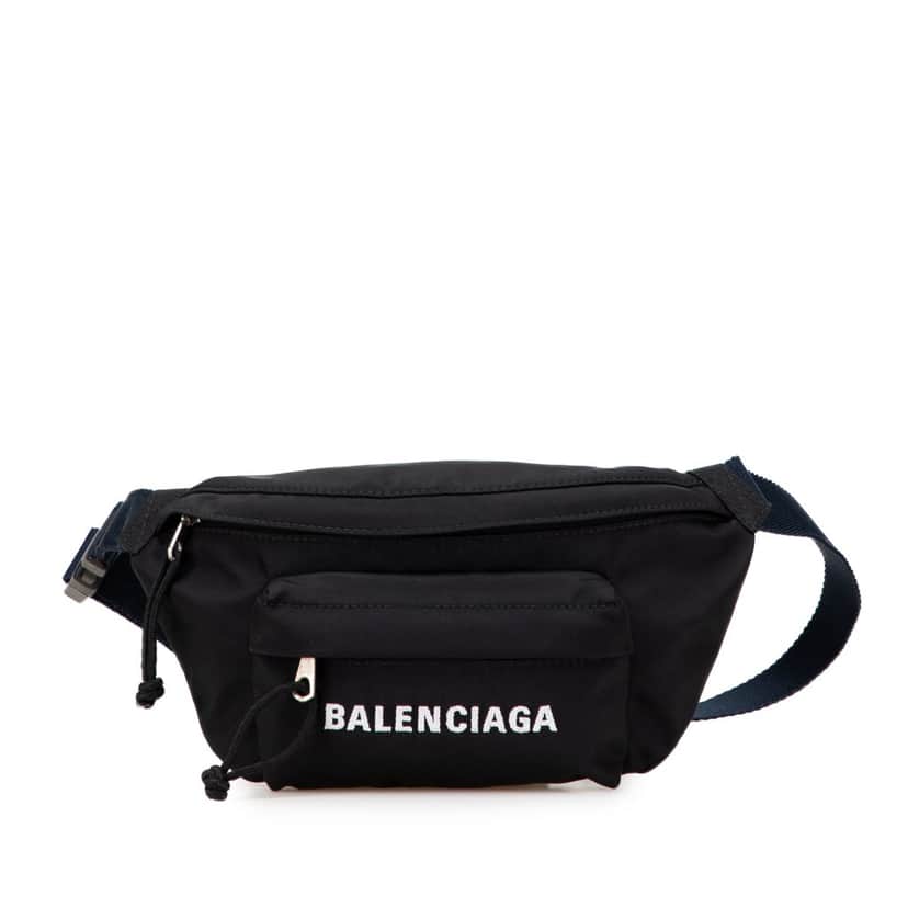 Balenciaga Nylon Logo Wheel Belt Bag Black Good condition - Front View