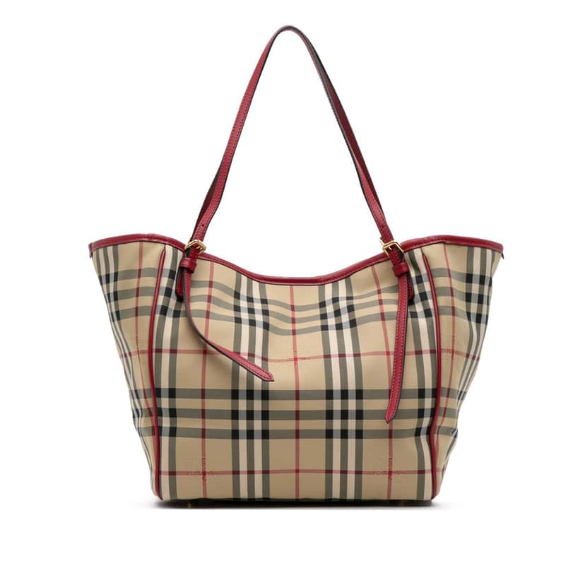 Burberry Small Haymarket Check Canvas Canterbury Tote Brown Canvas Good condition - Front View