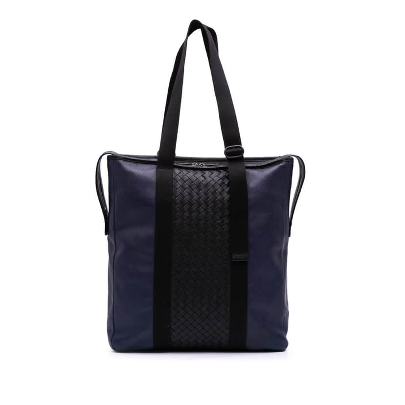 Bottega Veneta Bicolor Leather Intrecciato Tote Blue Leather Good condition - Front View