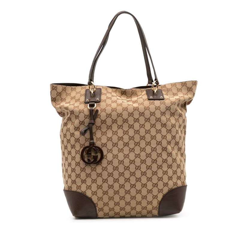 Gucci Large GG Canvas GG Charm Tote Brown Canvas Good condition - Front View