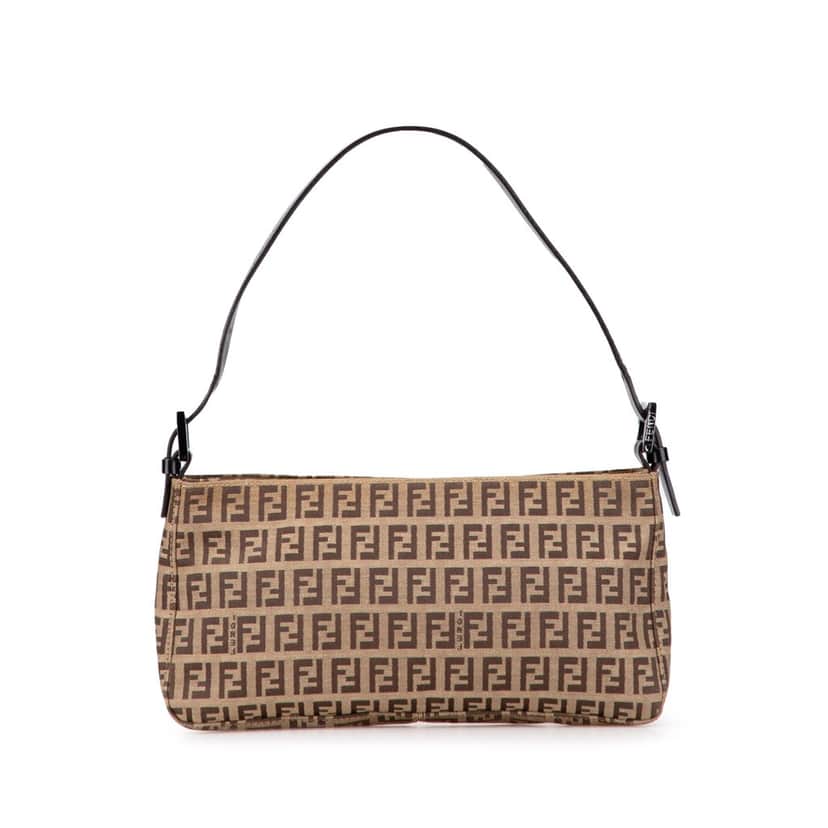Fendi Zucchino Canvas Pochette Brown Canvas Good condition - Front View