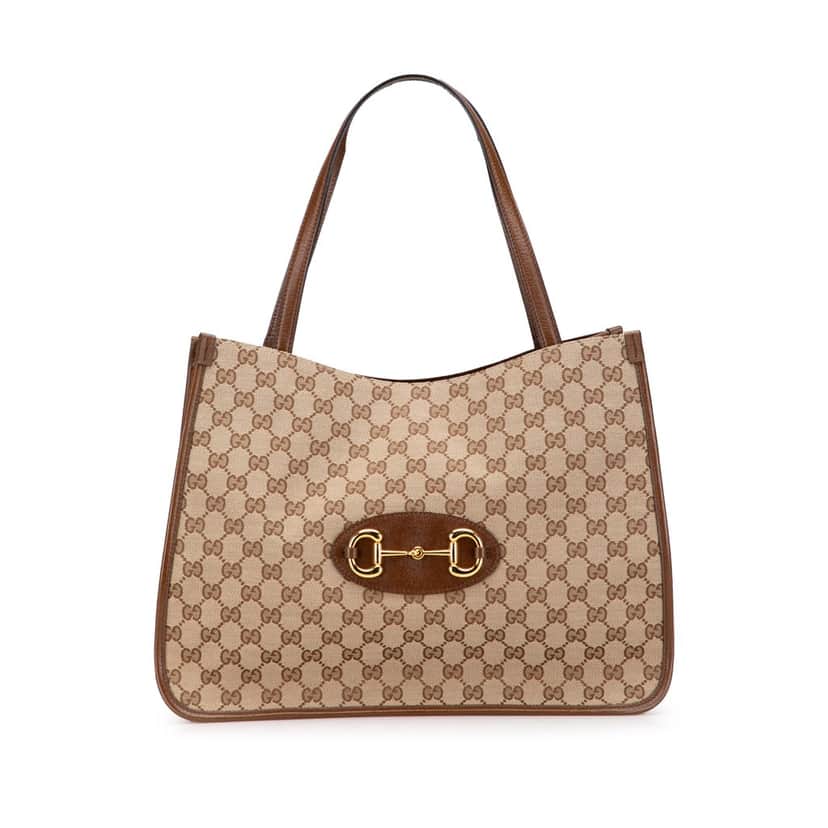 Gucci Medium GG Canvas Horsebit 1955 Tote Brown Canvas Good condition - Front View
