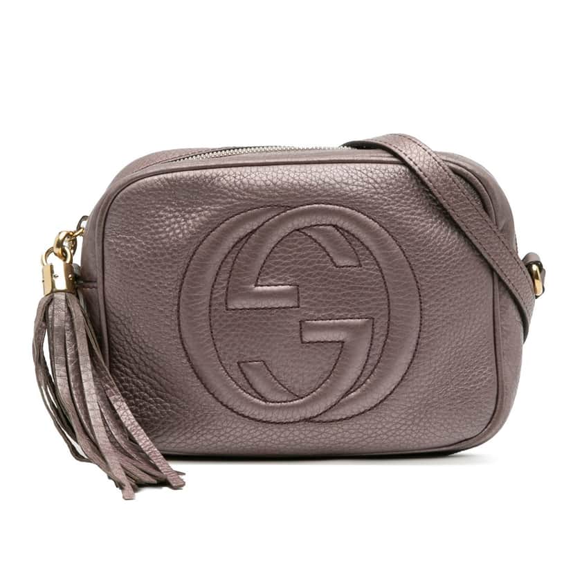 Gucci Metallic Leather Soho Disco Crossbody Purple Leather Good condition - Front View