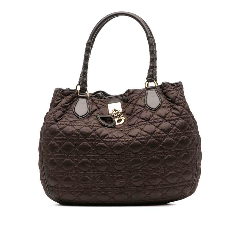 Dior Nylon Cannage Lovely Shopper Tote Brown Good condition - Front View
