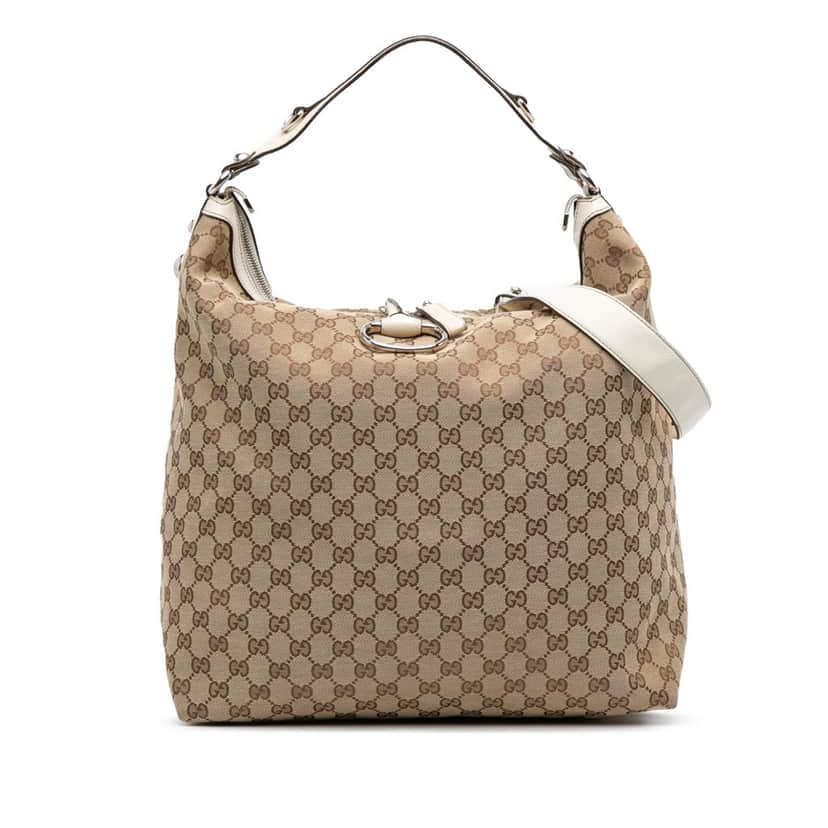Gucci Large GG Canvas Icon Bit Hobo Brown Canvas Good condition - Front View