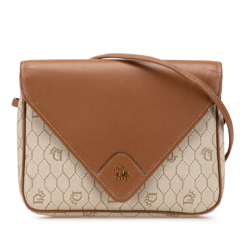 Dior Honeycomb Coated Canvas Crossbody Brown Canvas Good condition - Front View