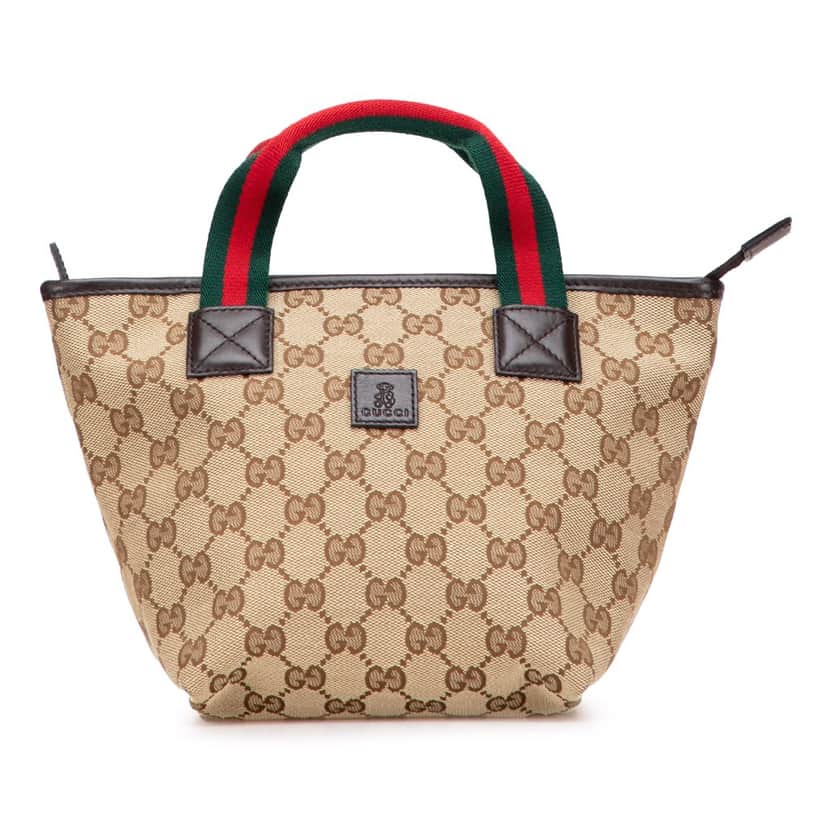 Gucci Mini GG Canvas Web Childrens Handbag Brown Canvas Good condition - Front View