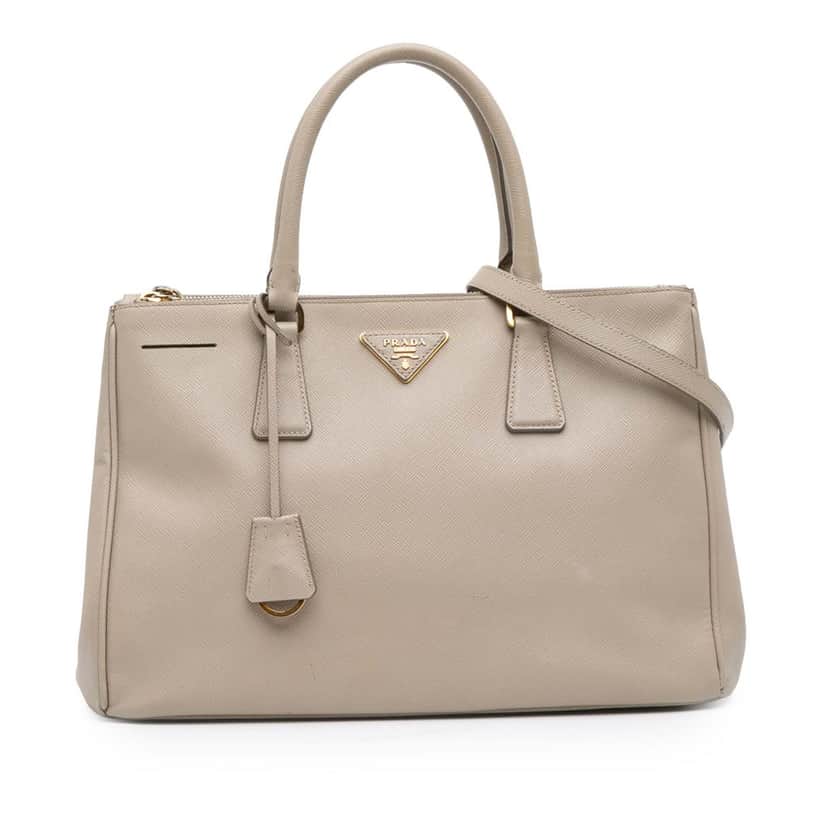 Prada Medium Saffiano Lux Galleria Double Zip Satchel Brown Leather Fair condition - Front View