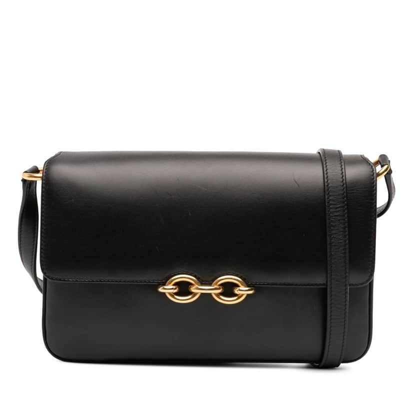 Saint Laurent Smooth Calfskin Le Maillon Crossbody Black Leather Good condition - Front View