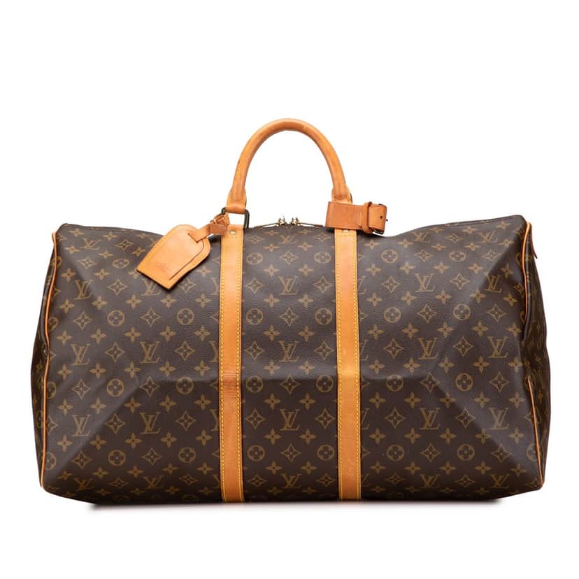 Louis Vuitton Monogram Keepall 55 Brown Canvas Fair condition - Front View